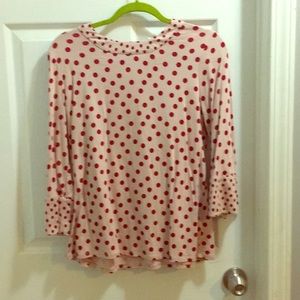BODEN RED AND PINK POLKA DOTTED LONG SLEEVE SHIRT